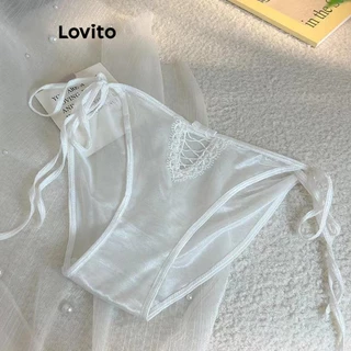 Lovito Lingerie sexy casual com renda lisa para mulheres LNE72497