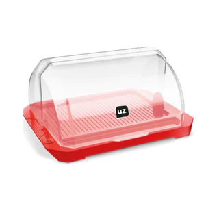 Porta Pão Acrílico Com Tampa Transparente Premium Vermelho