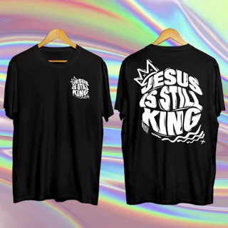 Camiseta Cristã Masculina Plus size Jesus Still King Unissex Streetwear Oversized