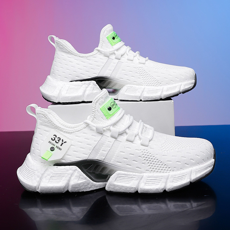 Novo Tênis masculino Jovem Moda Moda Esportiva Leve Branco Preto