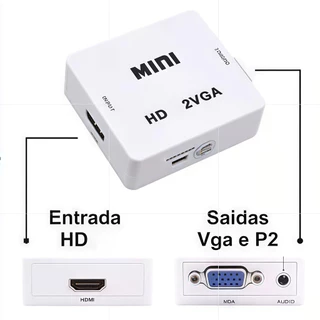 Adaptador Conversor Mini HD 2VGA - Qualidade HD X VGA em Oferta na Shopee