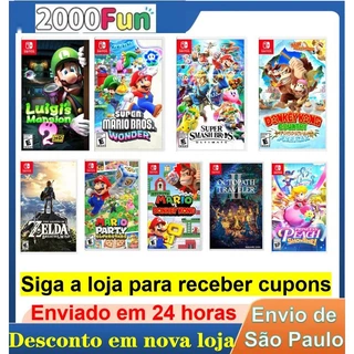 2000Fun Nintendo Switch Novo Jogos Luigi's Mansion 2 HD/Super Smash Bros Ultimate/Donkey Kong Country Tropical Freeze/Super Mario Bros. Wonder/Legend of Zelda Breath of the Wild/Mario Party Superstars/Mario vs Donkey Kong/Pokemon Legends Arceus