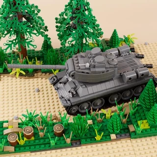 Moc Compatível Lego Segunda Guerra Mundial Minifigure do Exército Soviético Arma T-34 Pequenos blocos de construção de insertos de partículas Educação