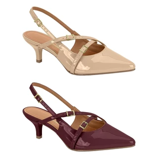 Scarpin Feminino Salto Baixo Verniz Premium Slingback Vizzano - 1122885