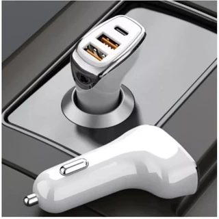 Carregador Veicular Turbo Fonte com 3 Saídas com Cabo para Type-C/IOS PD USB 38W Qc 3.0 Kaidi
