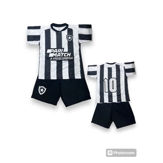 Kit Conjunto Futebol Infantil e Juvenil Botafogo