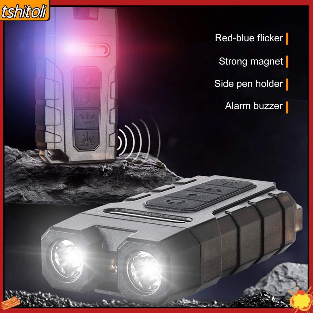 Usbc Rechargeable Flashlight Emergency Alarm Bright Led with Compact