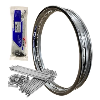 Kit Aro Roda Traseiro Cromado 18 x 1.85 com Jogos de Raio 4mm Cromado Honda Yamaha