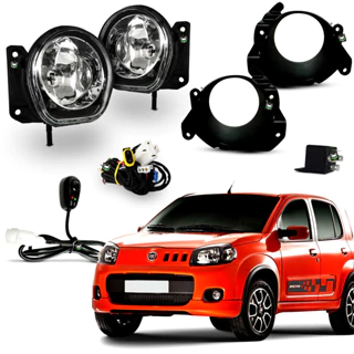 Kit Farol Auxiliar Milha Uno 2011 2012 2013 2014 Moldura Preta Botao Colante