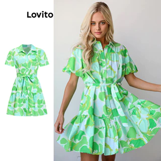 Lovito Vestido Boho com Padrão Geométrico para Mulheres LBL17766