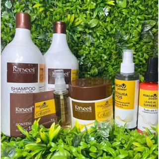 Kit Completo Karseell + Máscara + Shampoo + Condicionador + Restaura Fios + Leave-in + Oléo 50ml