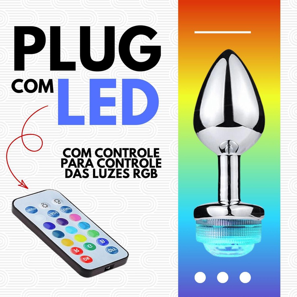 Plug com LED – Plug Anal em Aço com Controle Remoto e Luz Colorida –  Tamanho Pequeno ou Médio