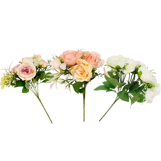 Corrente Artificiais KIT 3 Buque Flores Para Vasos e a Mesa de Jantar Branco E1005