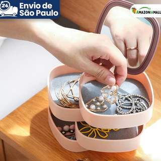 Rack de queixo multifuncional para joias, caixa de armazenamento em quatro escalas, caixa de armazenamento de mesa de jo
