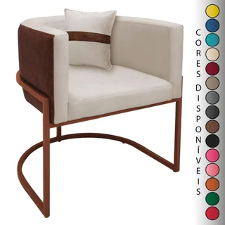 Poltrona para Sala Luna Base de Ferro Bronze com Almofada Corino Peroba e Suede Aninha Decor em Oferta na Shopee