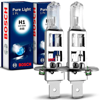 Par Lâmpada Automotiva Halógena H1 Pure Light 12V 55W Bosch