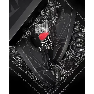 Nike Air Jordan 1 Retro Baixo OG SP Travis Scott Fantasma Preto (Qualidade Original 100%) Sapatilhas Pretas