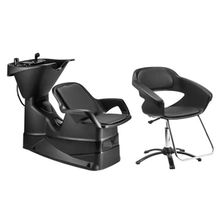 Kit Cadeira Cabeleireiro e Lavatório de Cabelo Salão Barbearia Dompel