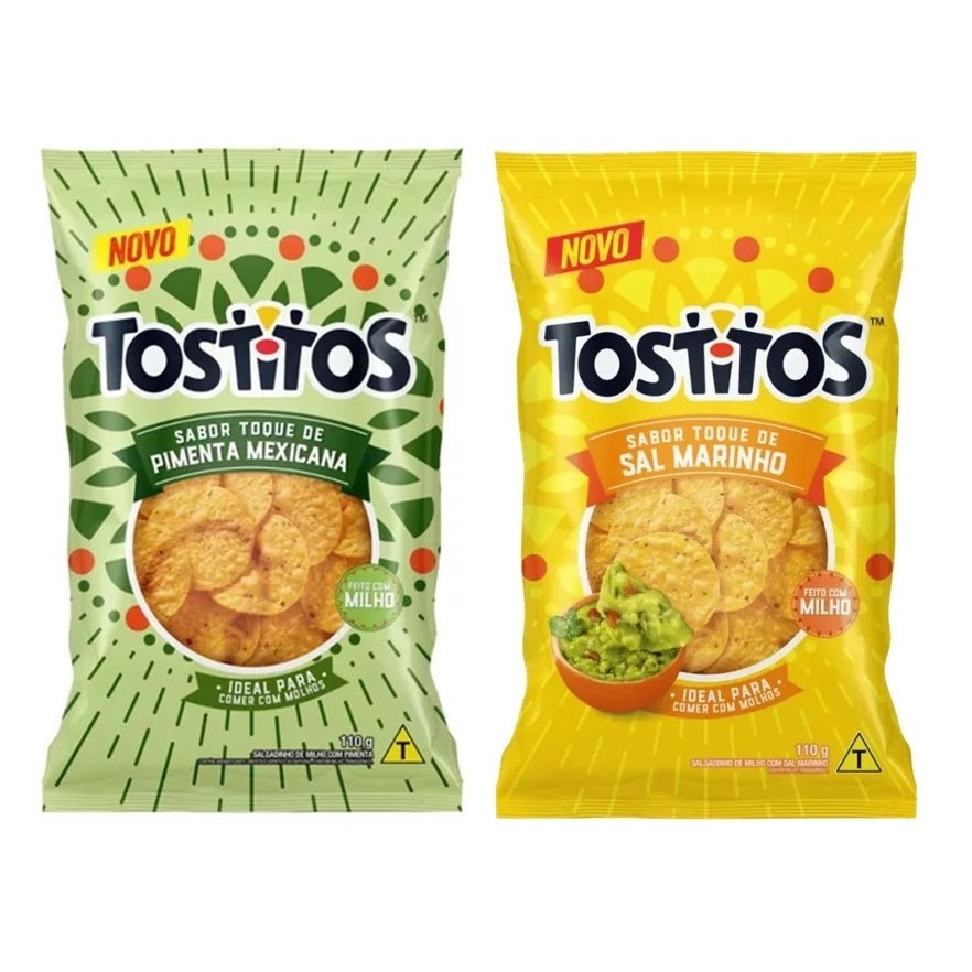 Kit 2 Tostitos Sal Marinho e Pimenta Mexicana 110g Tortilha de Milho sabores toque pimenta e sal mar