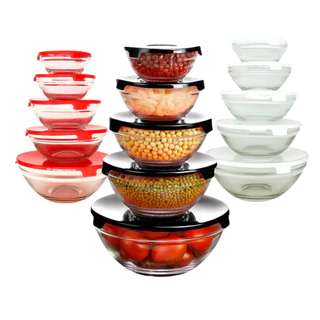 Conjunto Tigela Vidro Bowl Marmita Tampa 5 Peças