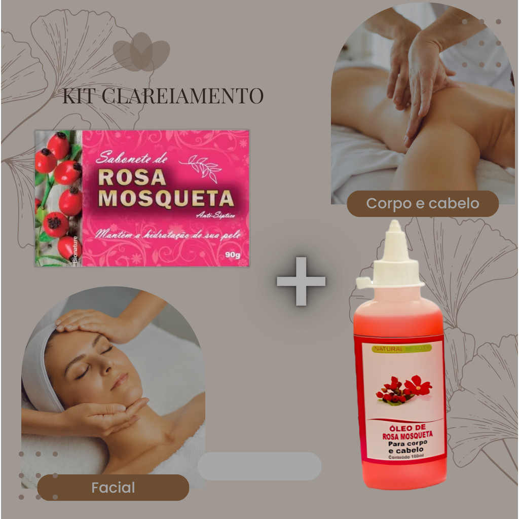 Sabonete Rosa Mosqueta + Óleo de Rosa Mosqueta para Cabelo e Corpo ...