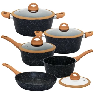 Conjunto De Panelas Revestimento Cerâmica Viena Preto 5 Peças - Casambiente