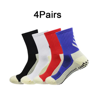 4 Pares Novo Estilo Homens Homens Mulheres Dispensando Meias Esportivas Antiderrapantes Meias Esportivas Absorventes de Suor Meias de Futebol Meias de Basquetebol Badminton Meias de Vôlei Badminton Corrida Yoga Fitness Mid @-