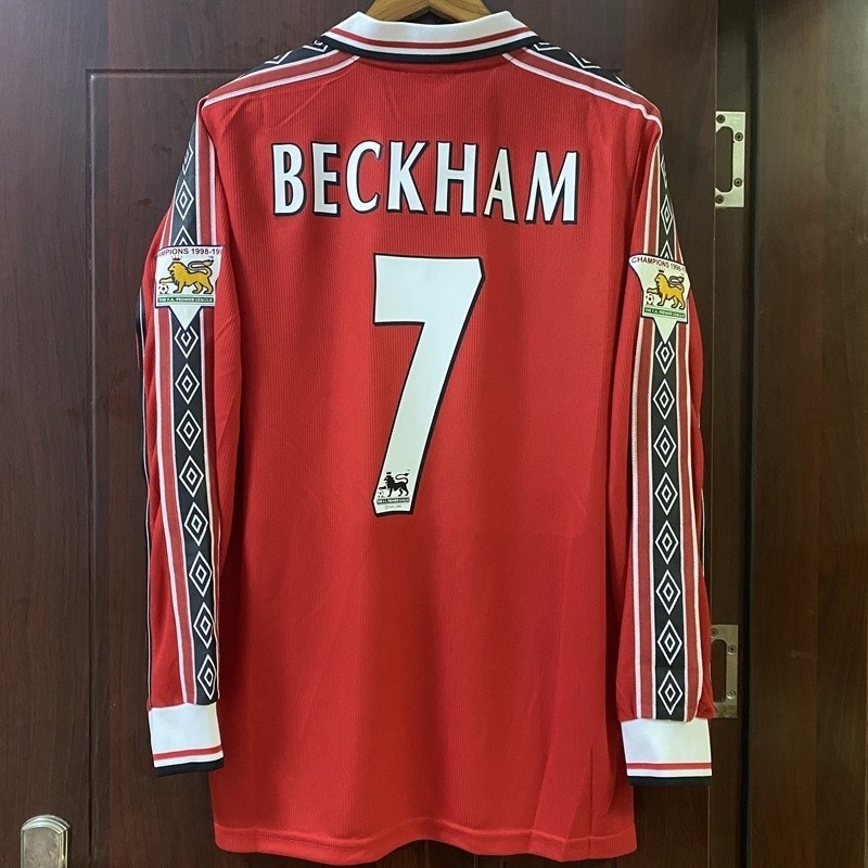 Manchester United 1998 7 Beckham 11 Giggs 18 Scholes 20 Solskjaer Clássico Triplo Camisa De Futebol