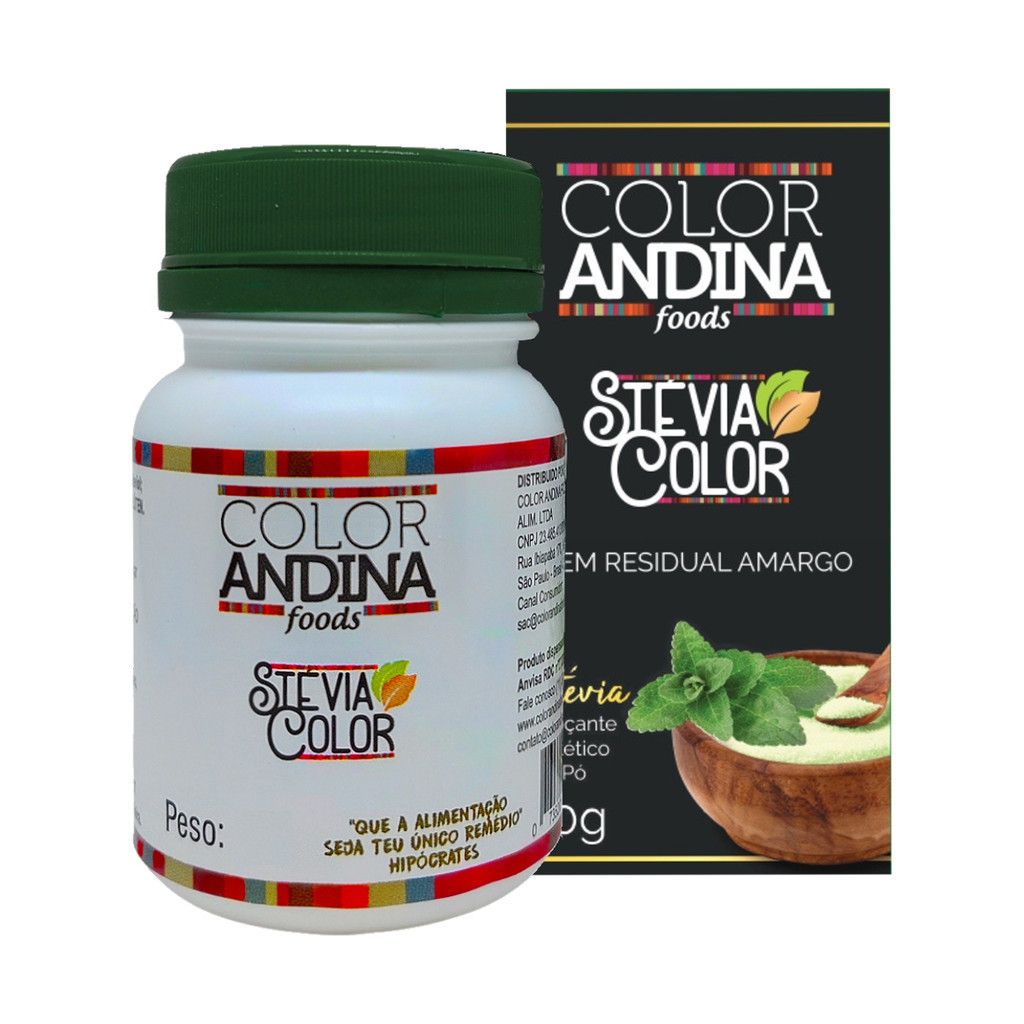 Adoçante Stévia 100% Puro Sem Amargor 40g Color Andina | Shopee Brasil