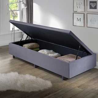 Base Box Solteiro com Baú 88x188x42cm  Suede Cinza em Oferta na Shopee