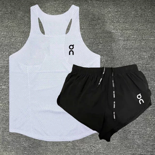 On Sports Track and Field Sports Student Training Quick-Drying Suit Men's Marathon Running Sleeveless Mesh Vest with Lining Shorts Fashion sportswear