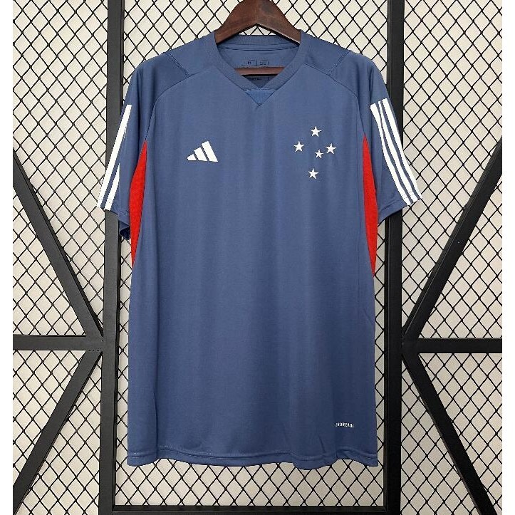 24-25 Camisa Azul Tricô Futebol Camiseta