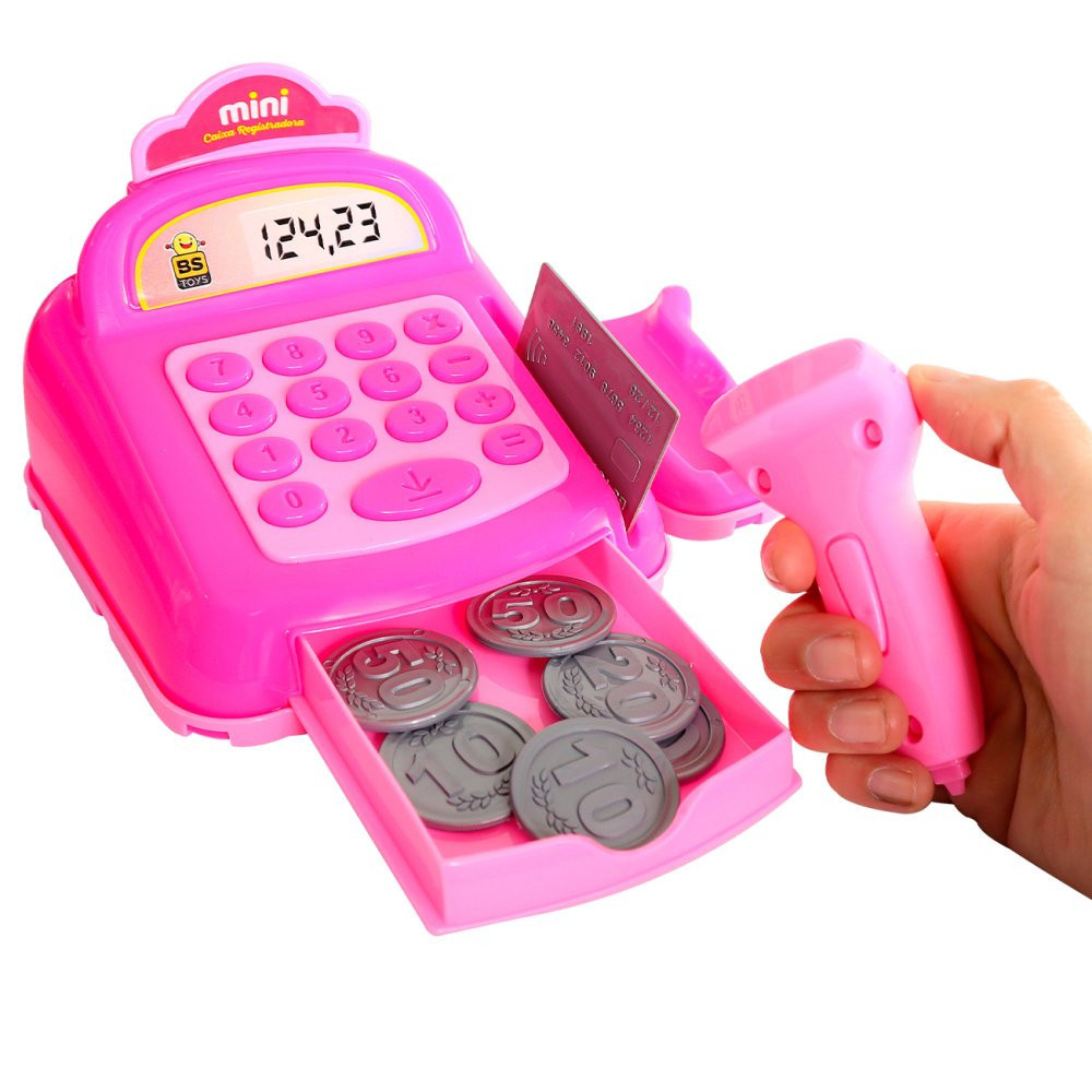 Mini Caixa Registradora Infantil com Moedas Cartão e Bip Brinquedo Educativo Durável para Crianças