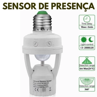 Sensor De Presença Com Fotocélula Para Lâmpada Soquete