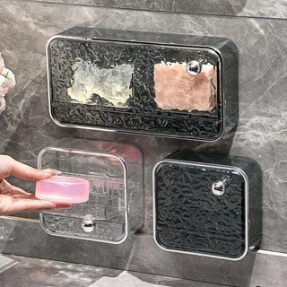 Suporte Acrilico Luxo Porta Sabonete De Parede Com Gaveta Dreno Água Escorredor