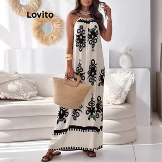 Lovito Vestido casual com estampa tribal colorblock para mulheres LNL77046