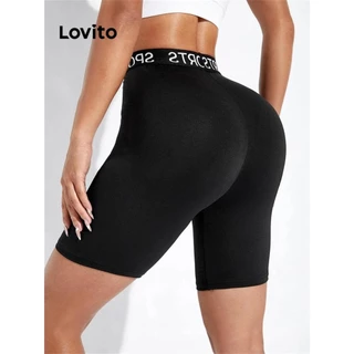 Lovito Sporty Letter Sports Short para mulheres LNL77093