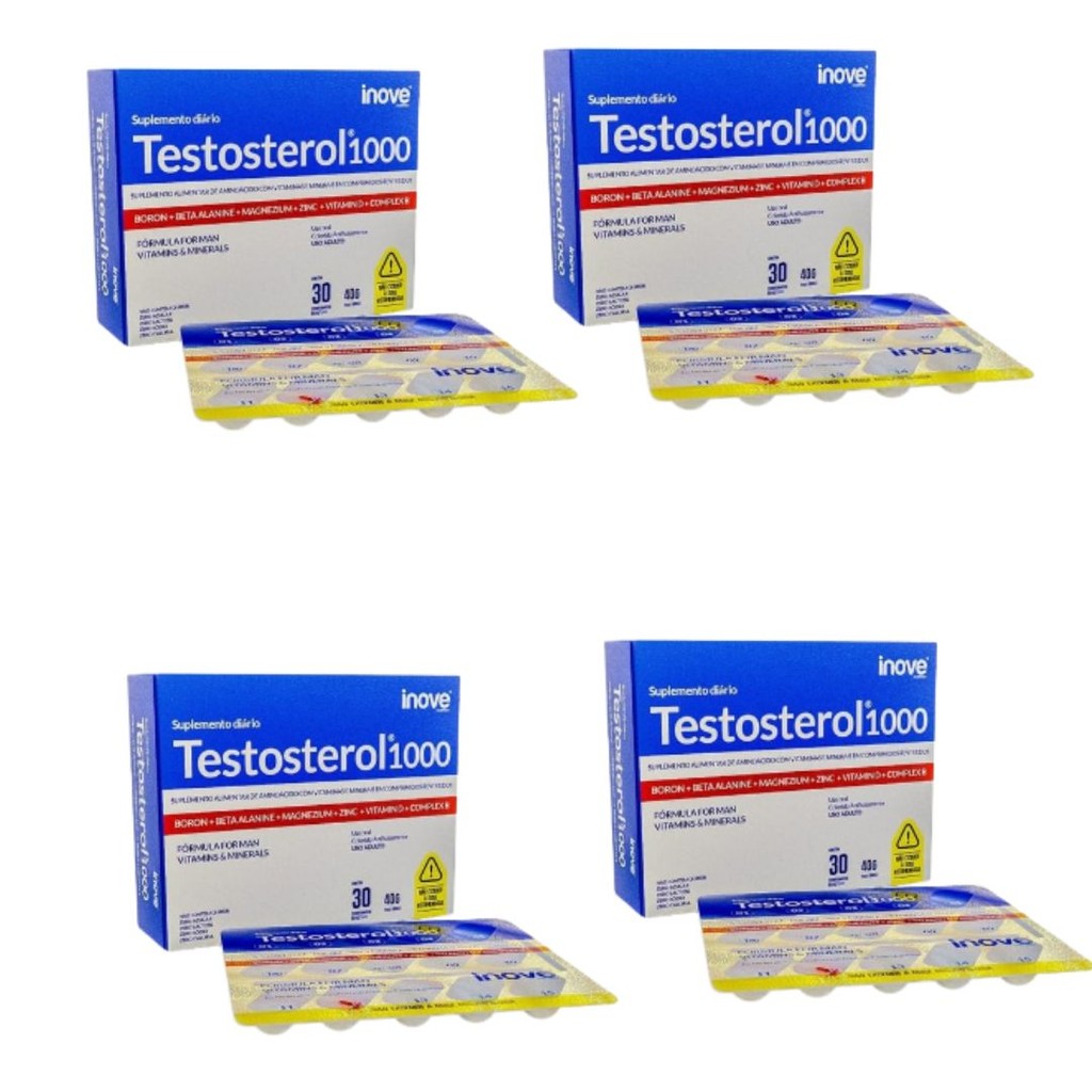 Kit 4x Suplemento Testosterol 1000 30 Comprimidos - Inove | Shopee Brasil