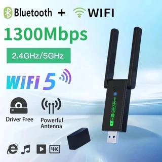 Adaptador WiFi Bluetooth 1300Mbps USB 3.0 Sinal Aprimorado 2.4G 5GHz Antena Wi-Fi Dual Band 802.11ac Mini Receptor De Placa De Rede De Computador Sem Fio [Estoque Pronto]
