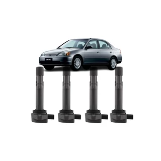 Kit 4 Bobinas Ignição Honda Civic 1.4 1.7 2001 2002 2003 2004 2005 2006