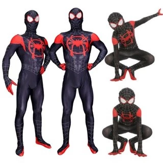 Fantasia De Cosplay Do Homem-Aranha Miles Morales Para Adultos E Crianças