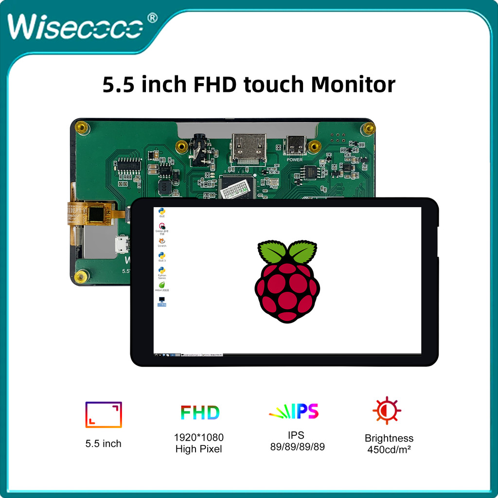 Wisecoco Monitor Portátil 5.5 Polegadas IPS FHD 1920X1080 Raspberry Pi ...