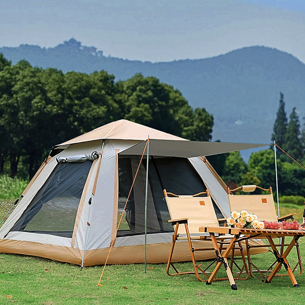 Barraca Camping 5-6 Pessoas Grande Automática Cabana Família