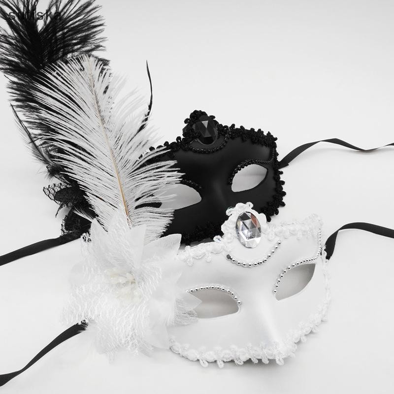 Maschera Veneziana Donna Con Piume Finte – Accessorio Elegante Per Carnevale E Feste In Maschera, Adatto A Ragazzi E Ragazze