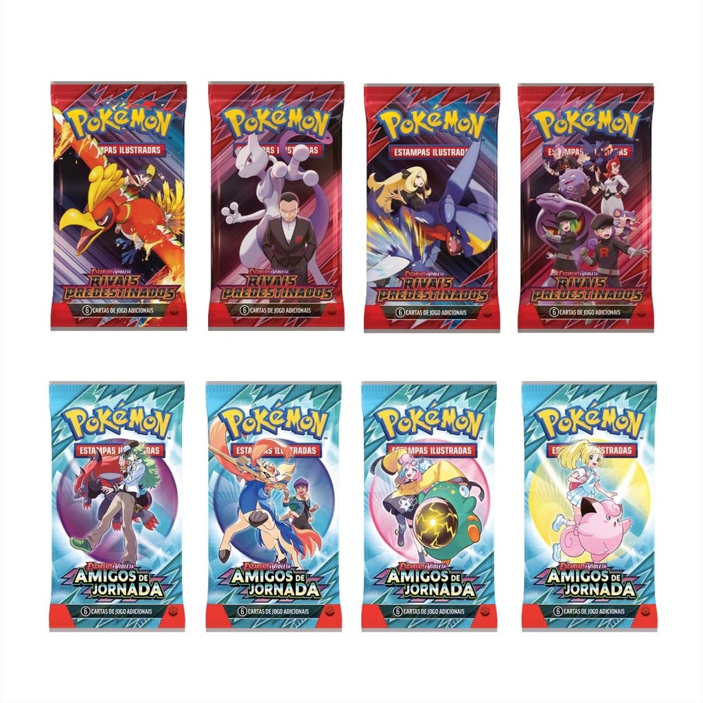 08 Booster Pokemon Lacrados 04 Rivais + 04 Amigos | Shopee Brasil