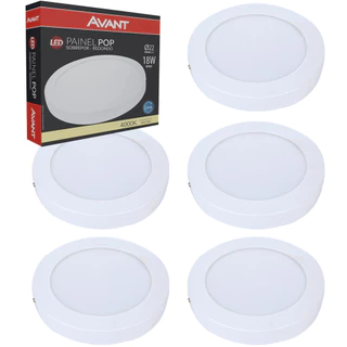 5 Painel Led Sobrepor Redondo Neutra 4000K Bivolt 18w 22cm em Oferta na Shopee