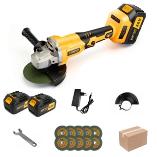 Esmerilhadeira Lixadeira Angular profissional​ 115mm 4 polegadas 48V 8500rpm 2 Bateria 10 Lâminas De Serra