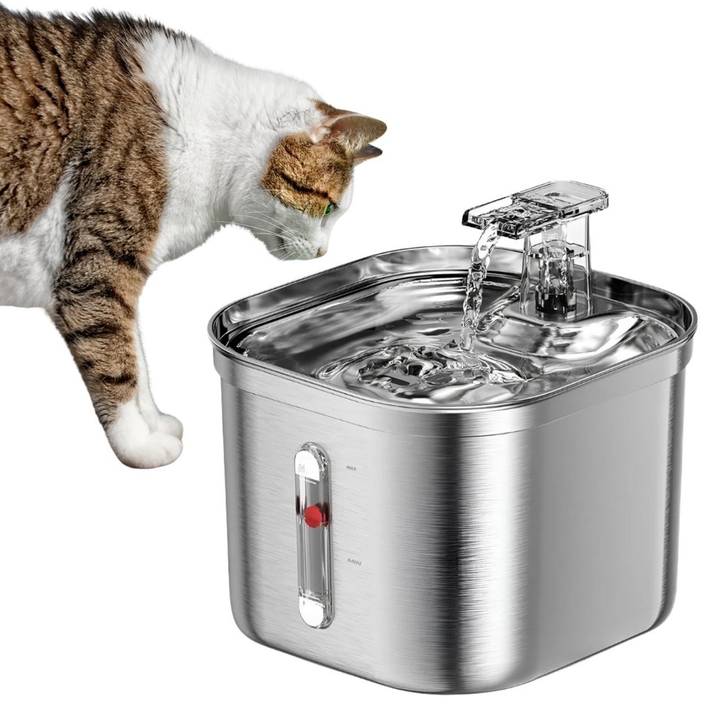 Fonte Bebedouro Inox Automático 2.2L p/ Pets Gatos Cachorro Bivolt Compacta Silenciosa Bebedouro Água Hidratação