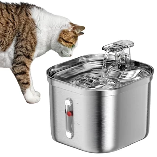 Fonte Bebedouro Inox Automático 2.2L p/ Pets Gatos Cachorro Bivolt Compacta Silenciosa Bebedouro Água Hidratação