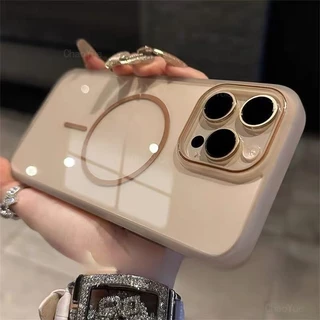 Capa De Telefone Magnética De Cristal Transparente Compatível Com IPhone 17 16 15 14 13 12 11 Pro Max Plus TPU Macia